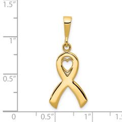 14K Gold Heart Pendant with Polished Finish and Textured Back