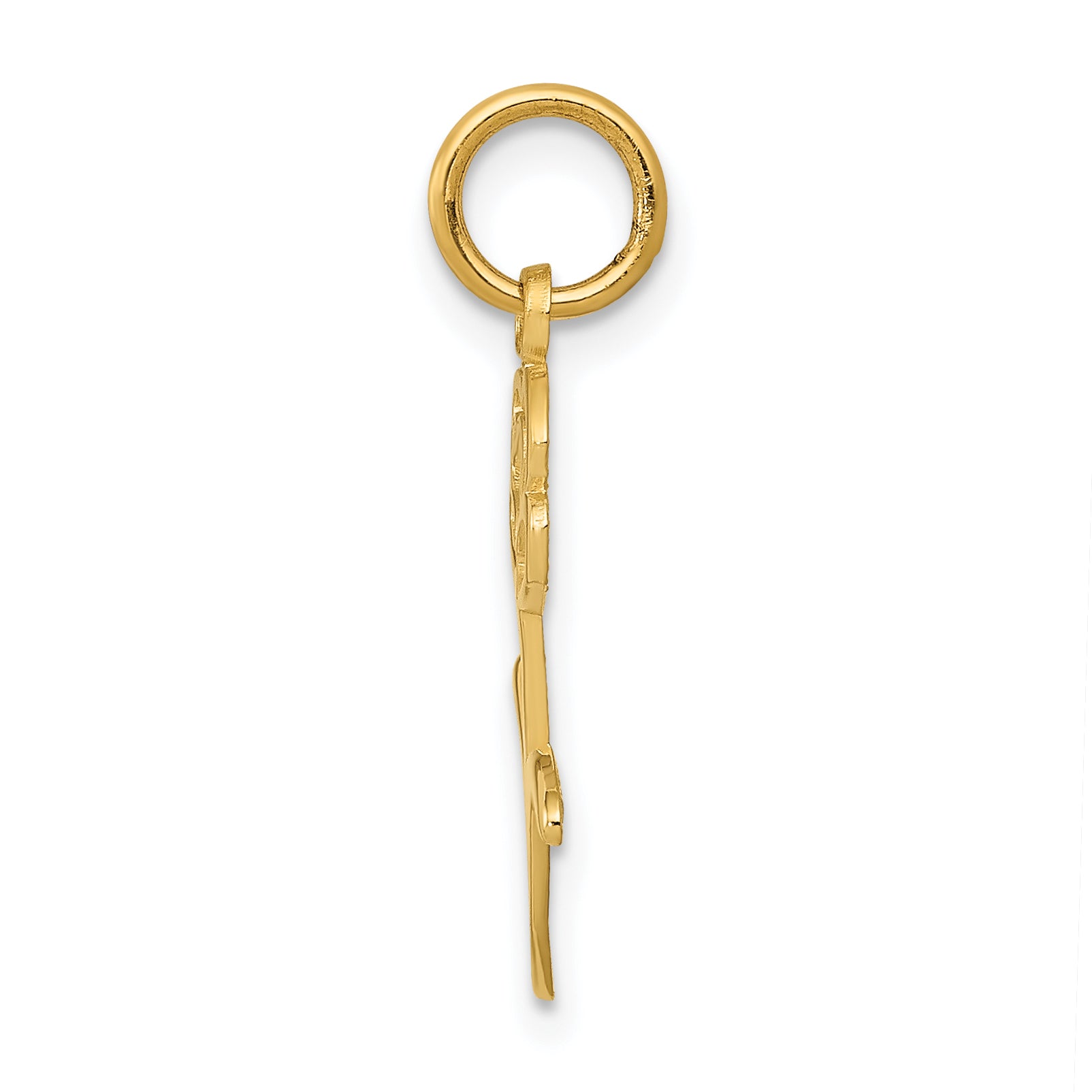 14K Gold Rose Charm Pendant with Polished Finish and Textured Back Secondary image