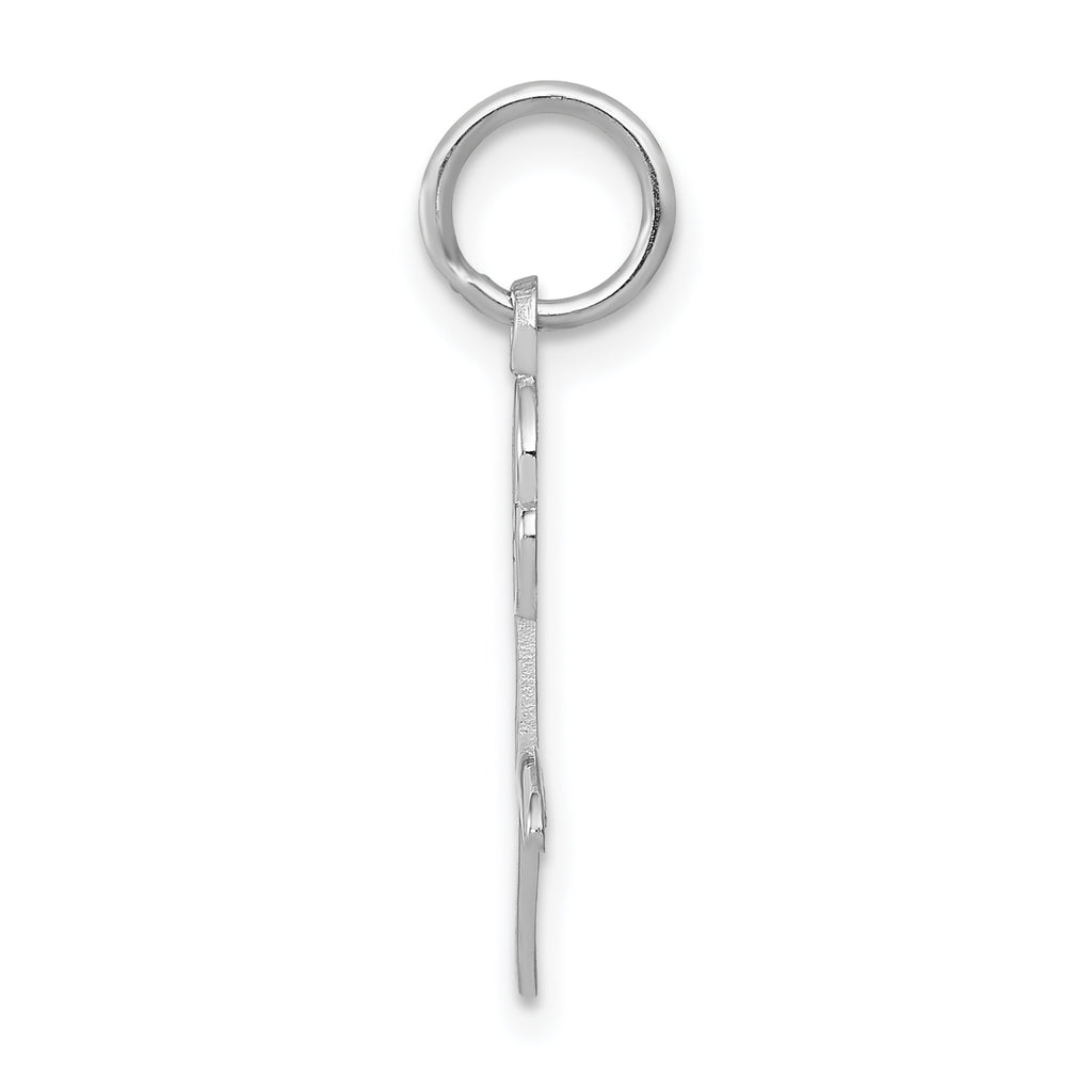 14K White Gold Rose Charm with Polished Rhodium Finish Elegant Design