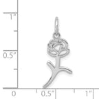 14K White Gold Rose Charm with Polished Rhodium Finish Elegant Design