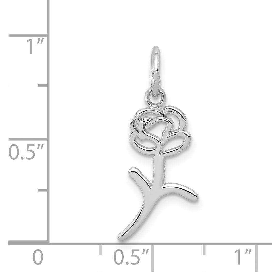 14K White Gold Rose Charm with Polished Rhodium Finish Elegant Design