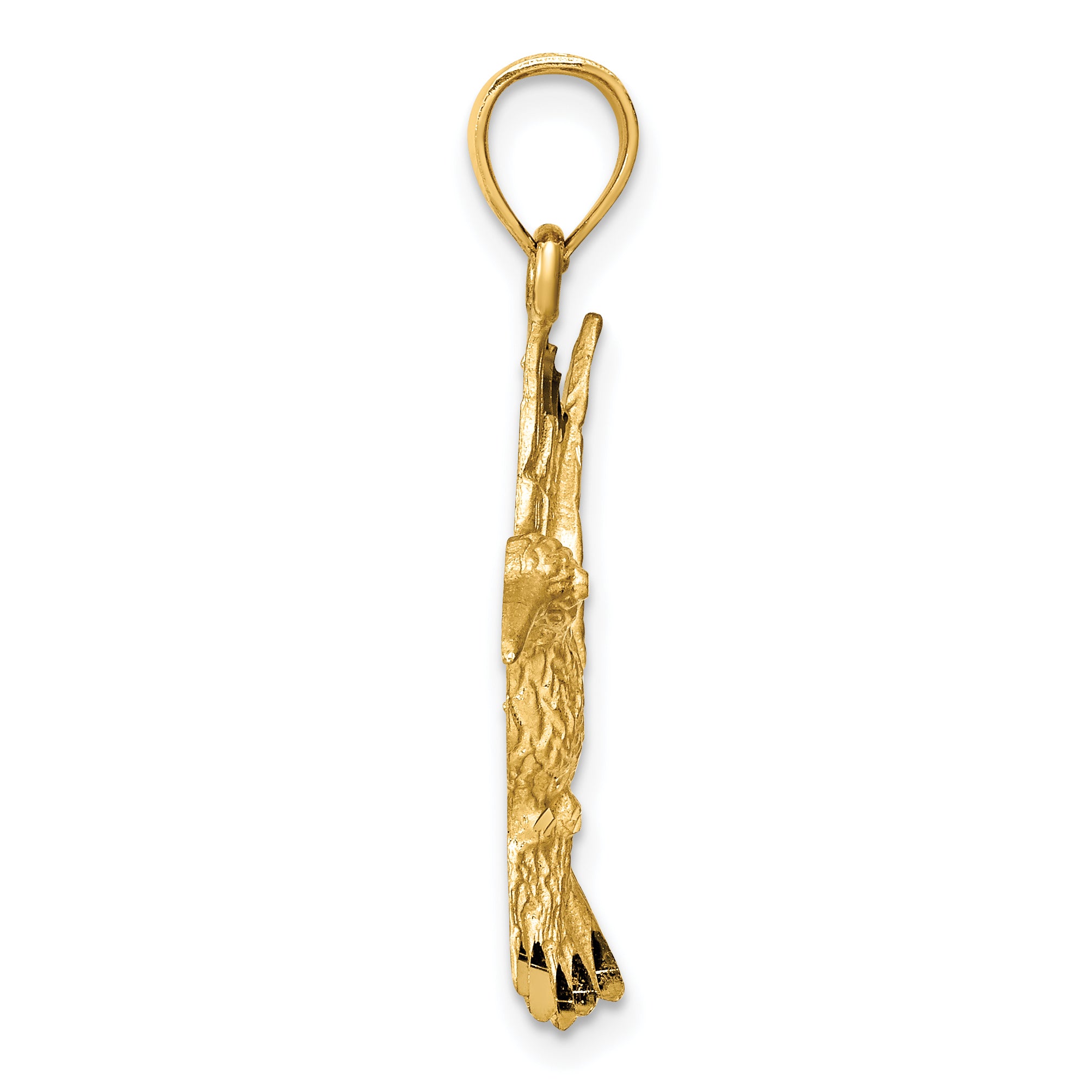14K Gold Diamond-Cut Hummingbird Pendant with Brushed Finish  Elegant, Solid Design Secondary image