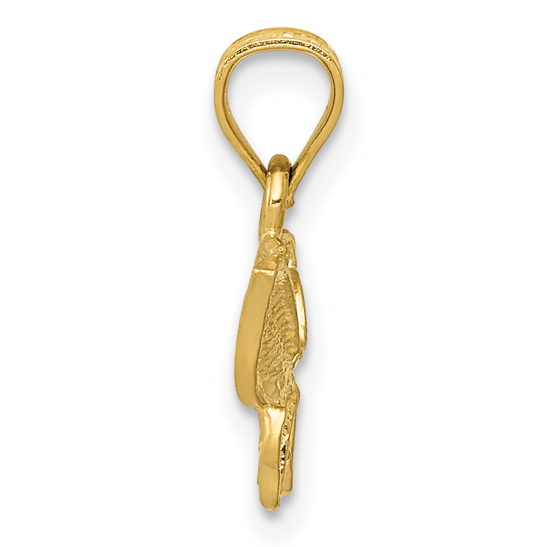 14K Gold Diamond-Cut Butterfly Pendant with Textured Brushed Finish Elegant Design Secondary image