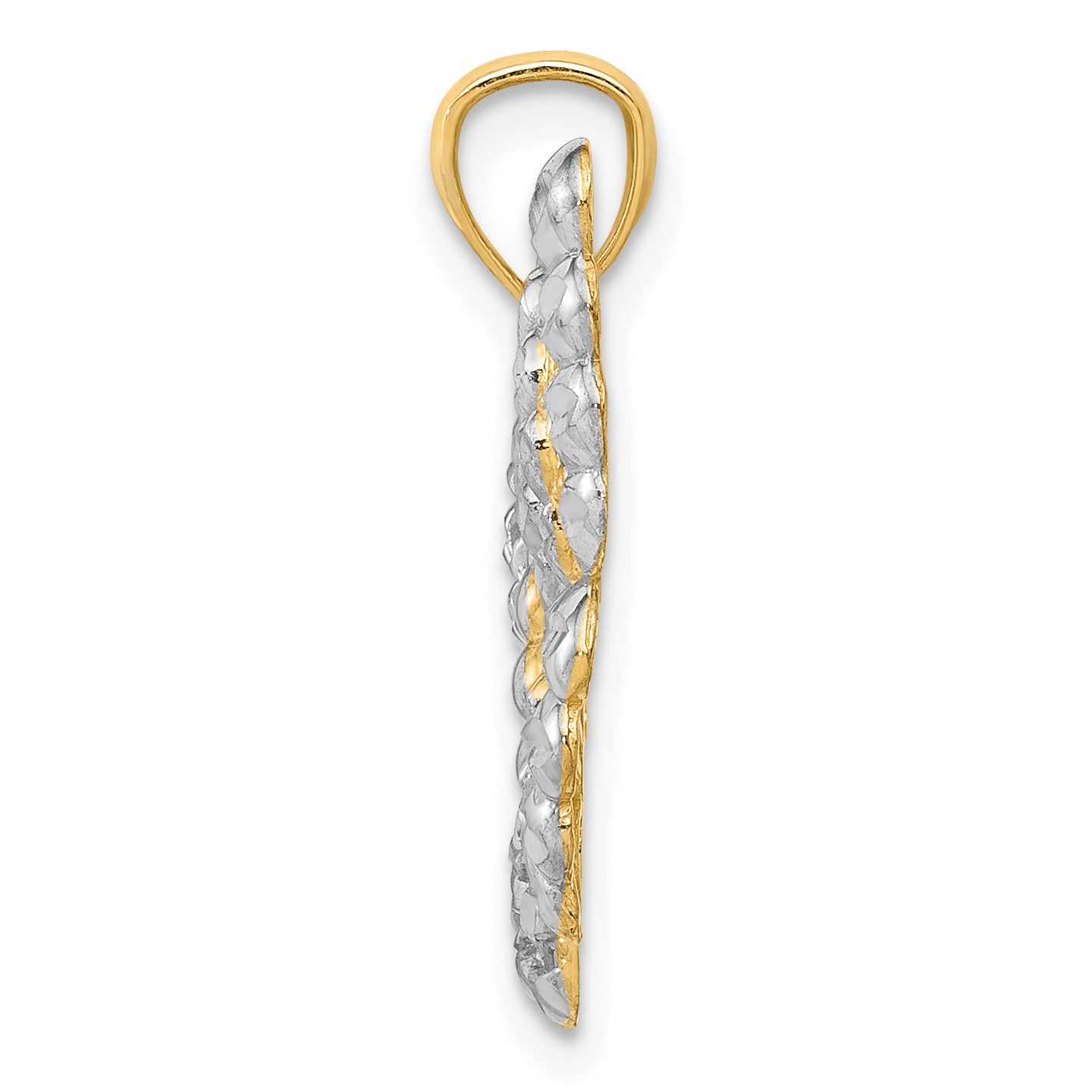 14K Gold and Rhodium Butterfly Pendant with Diamond-Cut Detail Secondary image