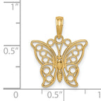 14K Gold Cut-out Butterfly Pendant with Filigree Design  Polished Finish