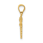 14K Yellow Gold Dragonfly Pendant with Polished Finish and Textured Design