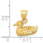 14K Gold Diamond-Cut Duck Pendant with Polished Finish Solid and Elegant