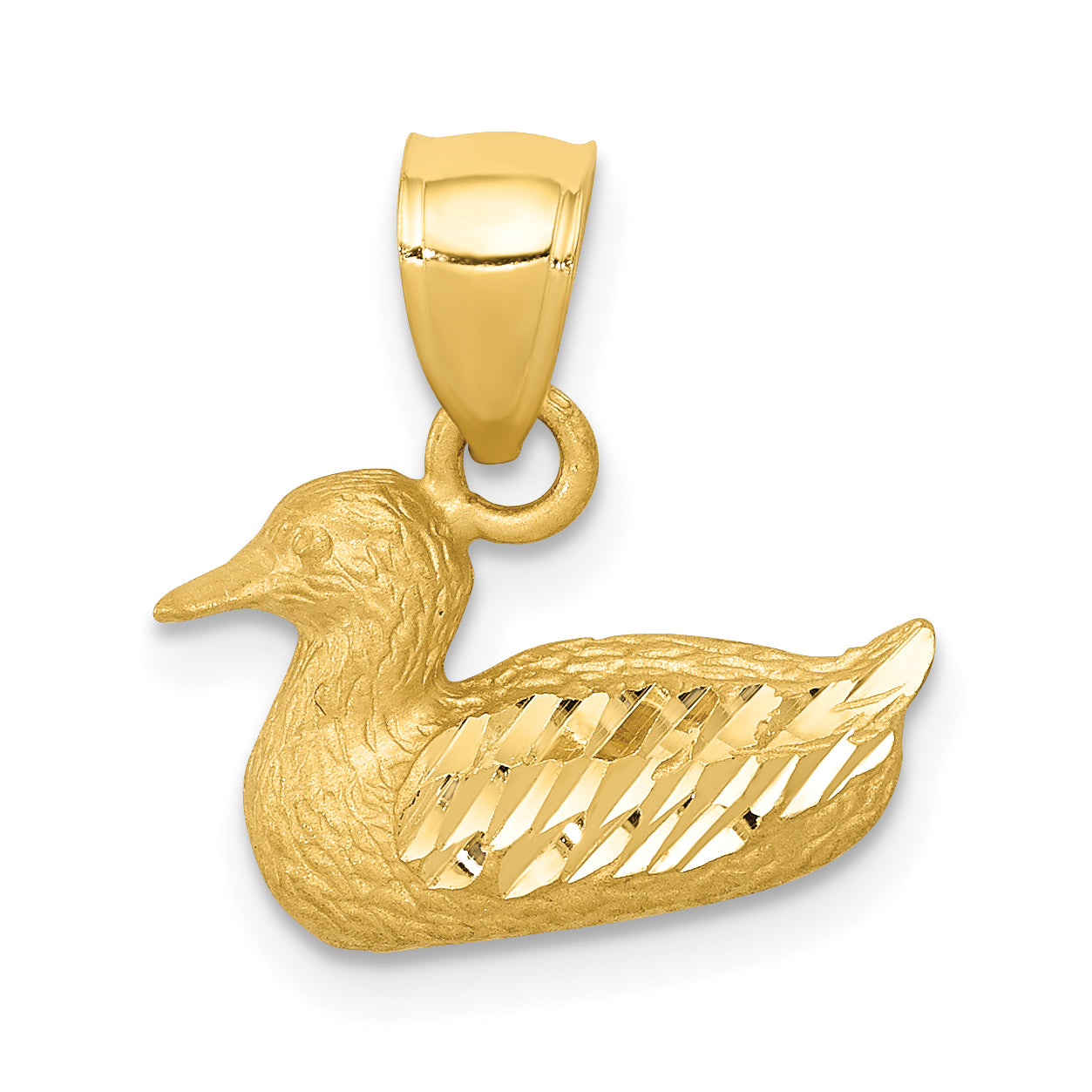 14K Diamond-cut Duck Pendant Main image
