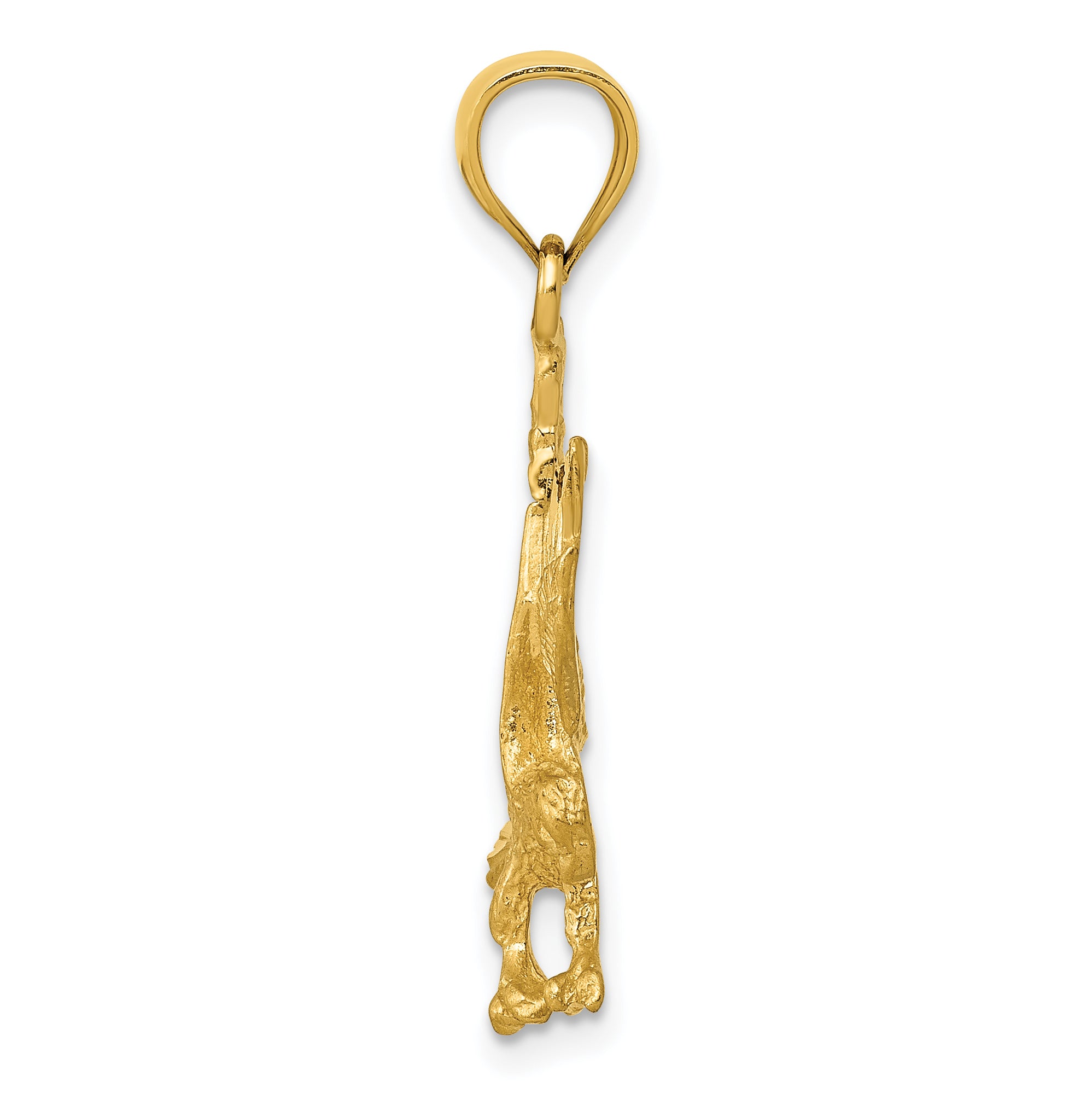 14K Gold Satin Diamond-Cut Eagle Pendant for Men  Bold & Textured Design