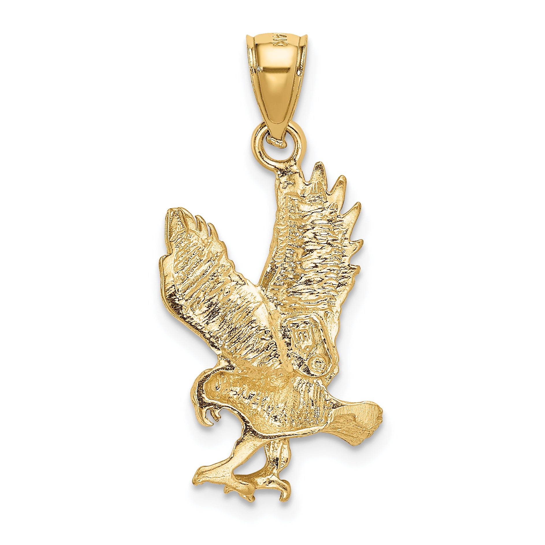 14K Gold Satin Diamond-Cut Eagle Pendant for Men  Bold & Textured Design