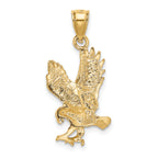 14K Gold Satin Diamond-Cut Eagle Pendant for Men  Bold & Textured Design