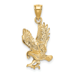 14K Gold Satin Diamond-Cut Eagle Pendant for Men  Bold & Textured Design