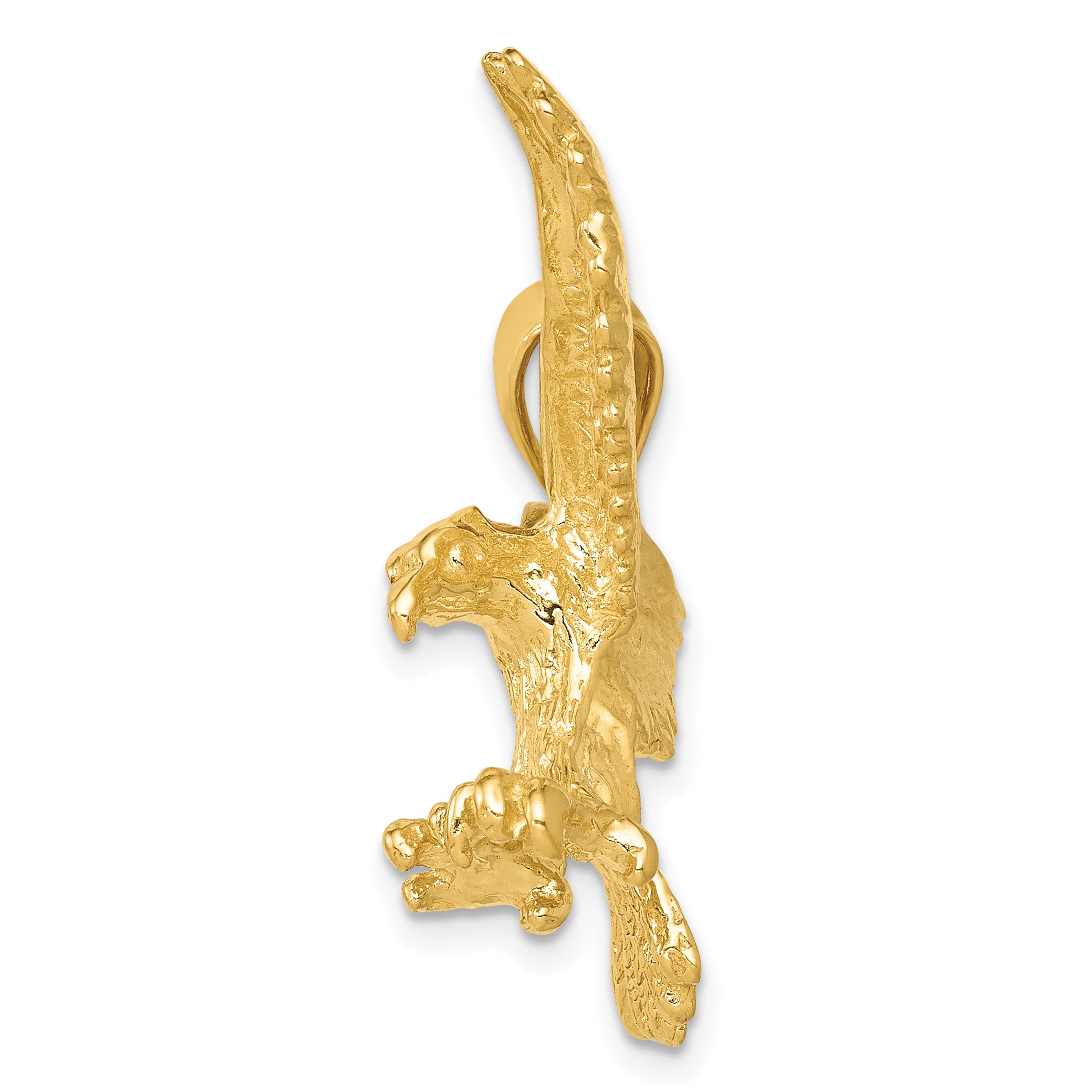 14K Gold Eagle Pendant for Men with Polished Textured Finish Secondary image