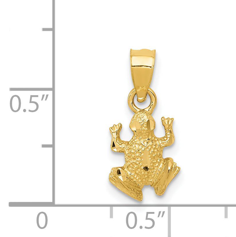 14K Diamond-cut Frog Pendant