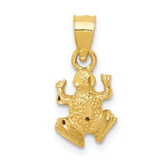 14K Diamond-cut Frog Pendant