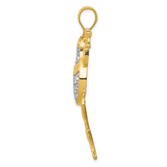 14K Gold & Rhodium Frog Pendant with Diamond-Cut Detailing  Men’s Bold Design