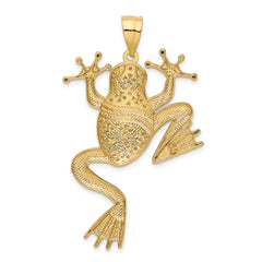 14K and Rhodium Diamond-cut Frog Pendant