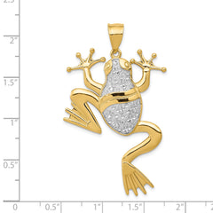 14K Gold & Rhodium Frog Pendant with Diamond-Cut Detailing  Men’s Bold Design