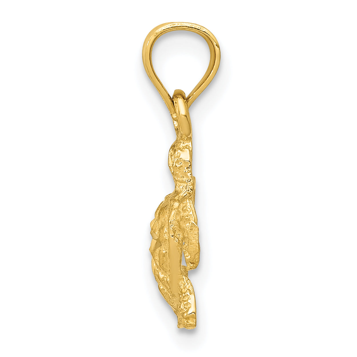 14K Gold Polished Turtle Pendant with Diamond-Cut Detailing Secondary image