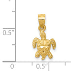 14K Gold Polished Turtle Pendant with Diamond-Cut Detailing