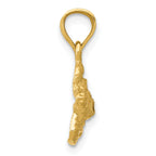 14K Gold Turtle Pendant with Diamond-Cut Detail, Polished Finish