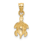 14K Gold Turtle Pendant with Polished Diamond-Cut Detail