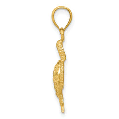 14K Gold Turtle Pendant for Men with Polished Textured Finish