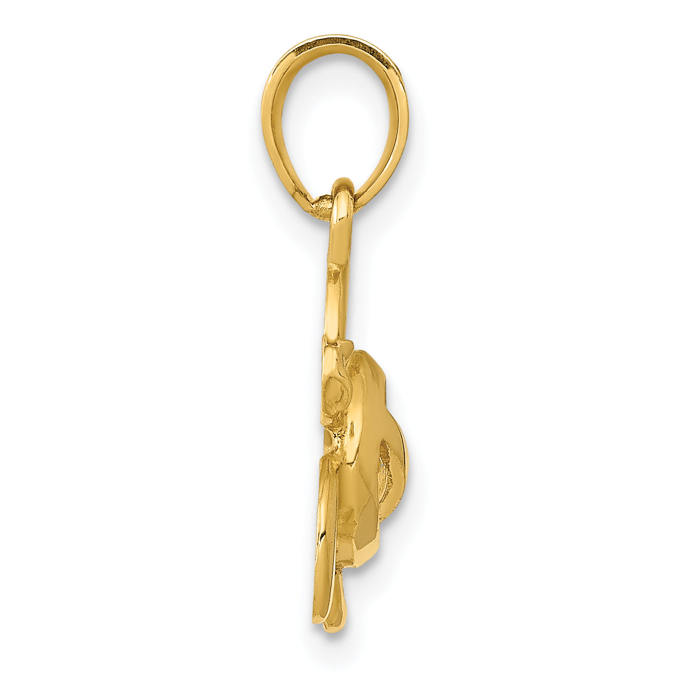 14K Gold Open Turtle Pendant  Polished Finish, Solid Cast