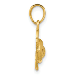 14K Gold Open Turtle Pendant  Polished Finish, Solid Cast