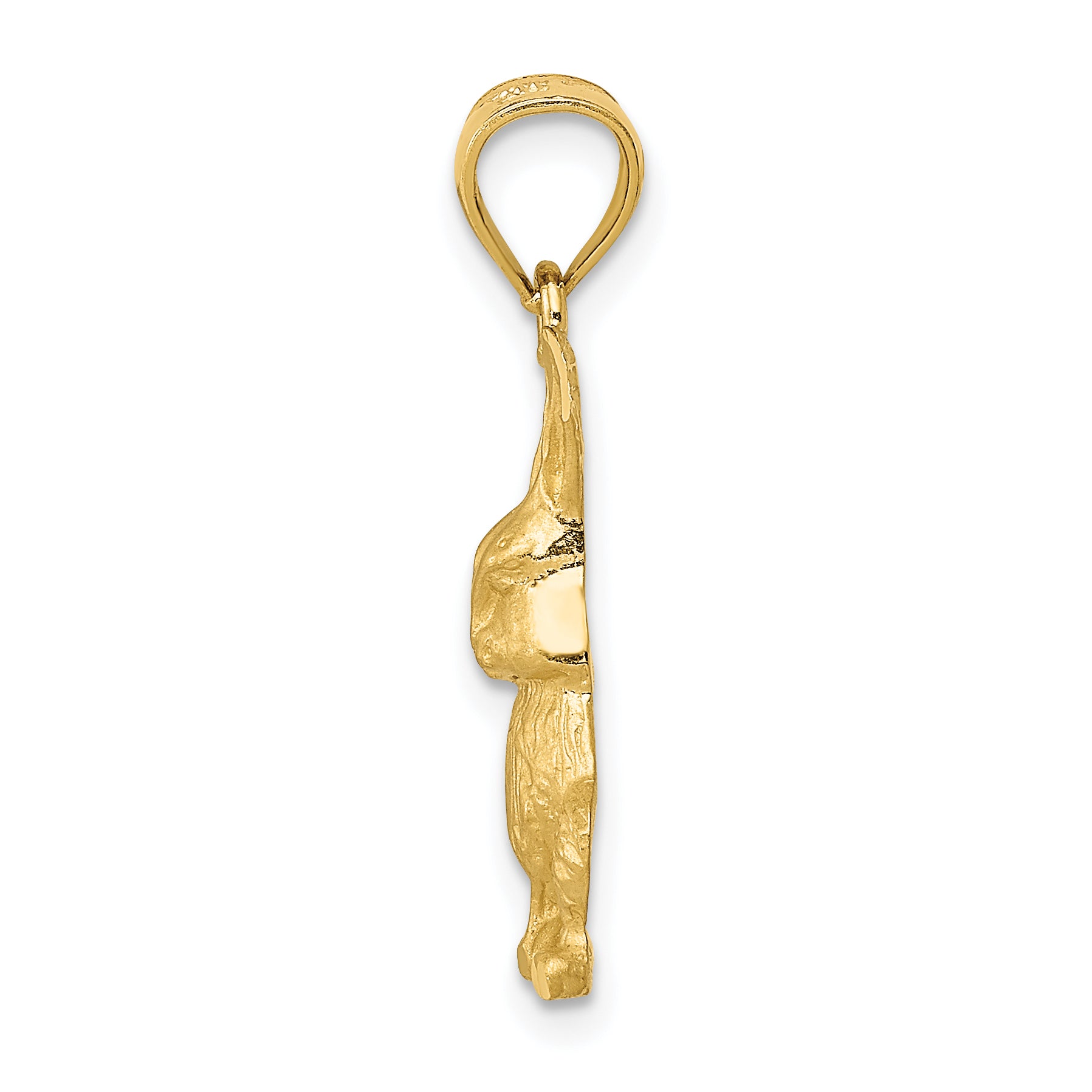 14K Gold Diamond-Cut Rabbit Pendant  Solid, Elegant Cast Design