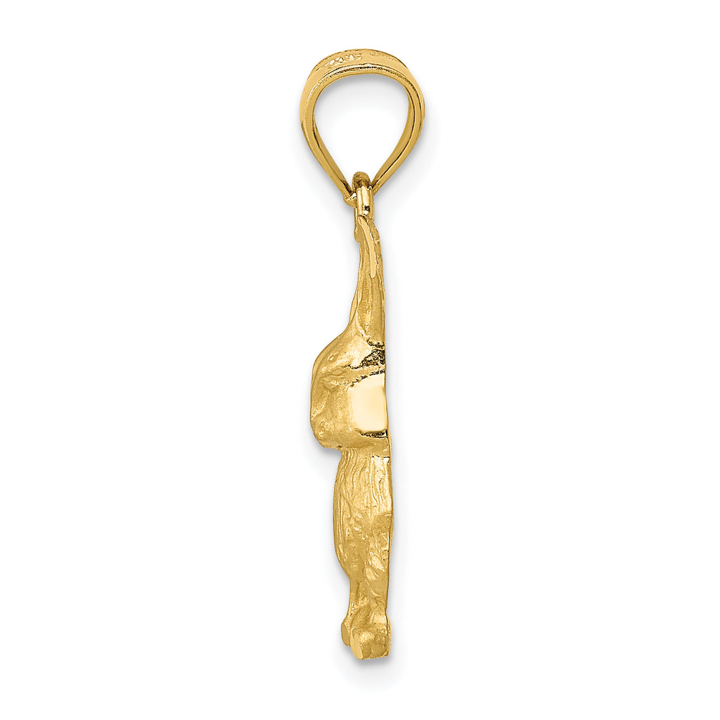 14K Gold Diamond-Cut Rabbit Pendant  Solid, Elegant Cast Design