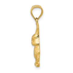 14K Gold Diamond-Cut Rabbit Pendant  Solid, Elegant Cast Design