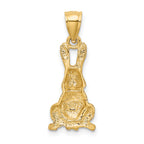 14K Gold Diamond-Cut Rabbit Pendant  Solid, Elegant Cast Design
