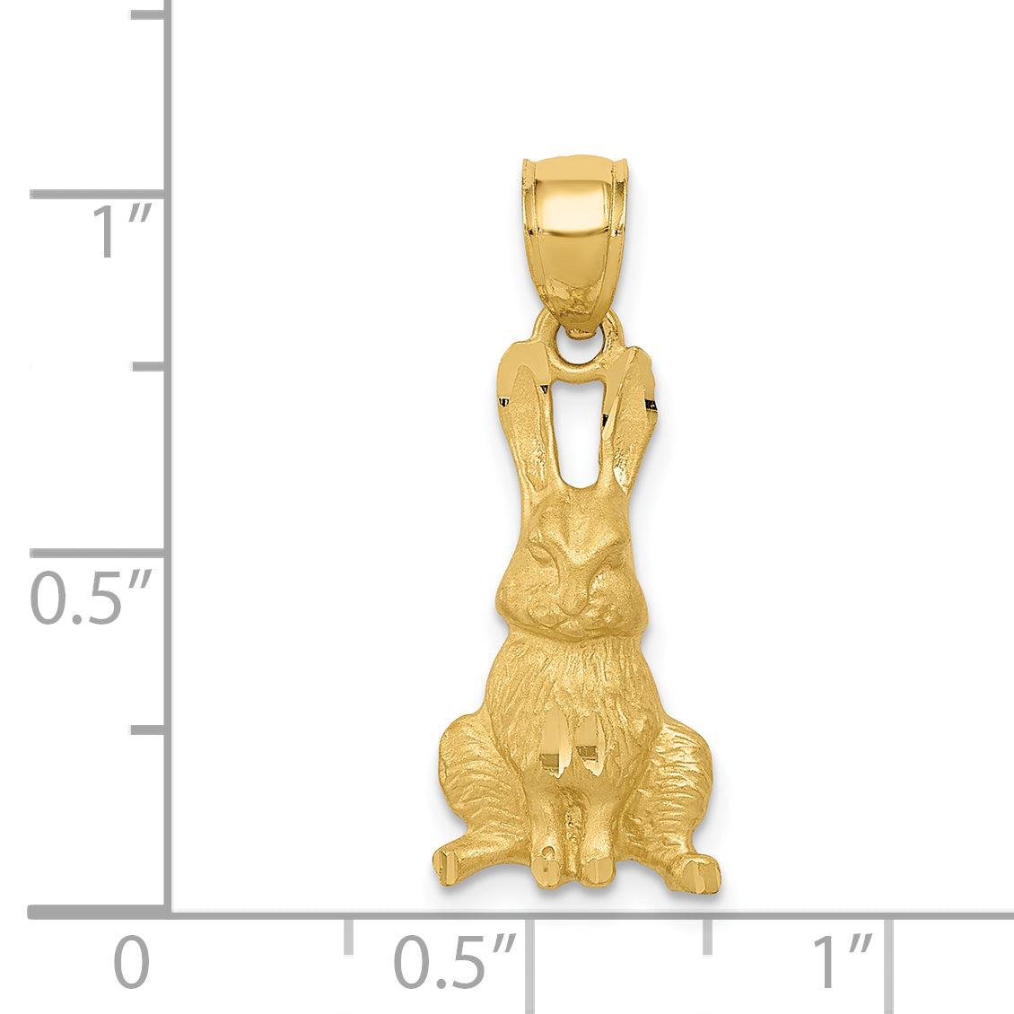 14K Gold Diamond-Cut Rabbit Pendant  Solid, Elegant Cast Design
