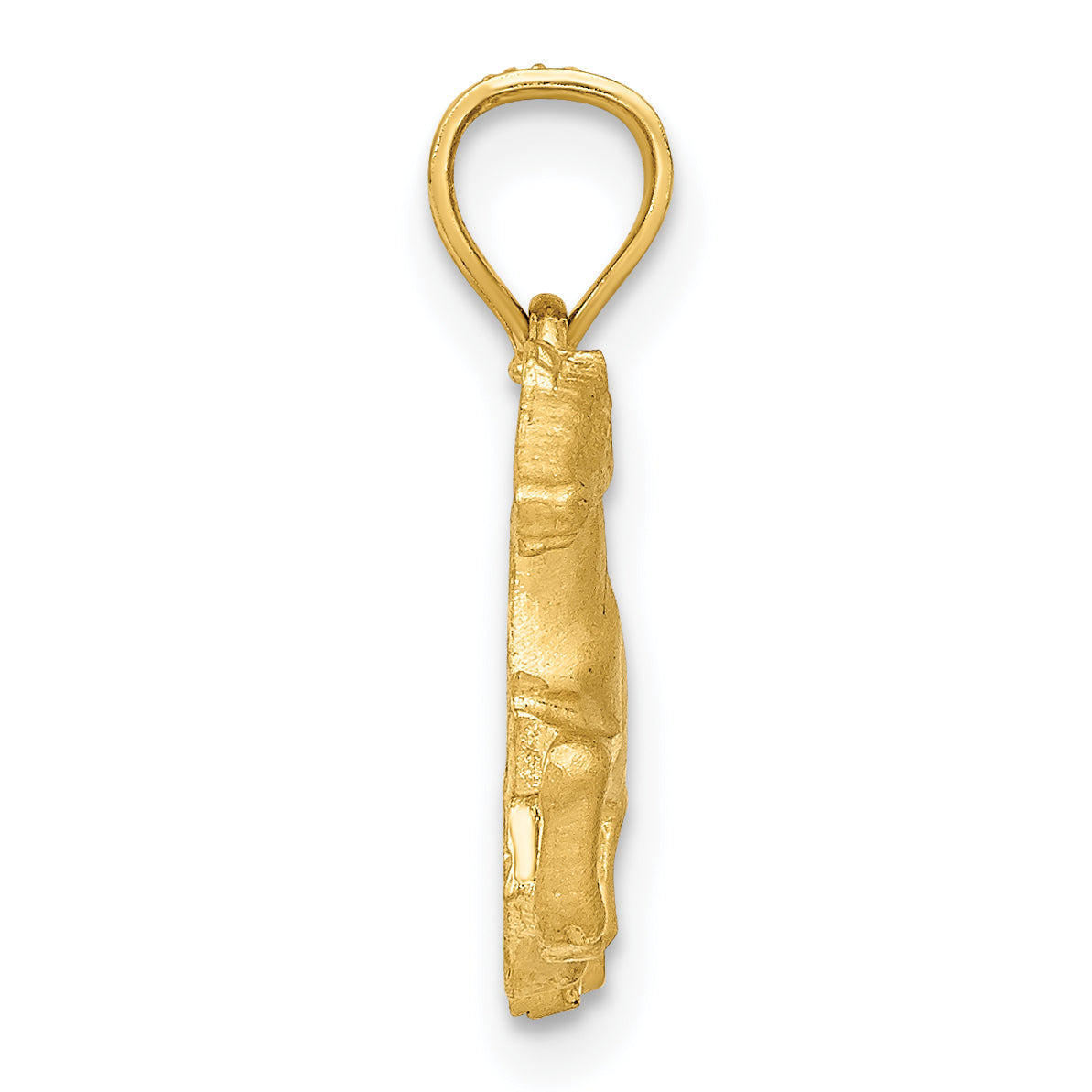 14K Gold Diamond-Cut Pig Pendant with Brushed Finish Solid Secondary image