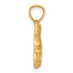 14K Gold Diamond-Cut Pig Pendant with Brushed Finish Solid
