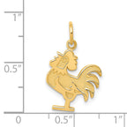 14K Gold Rooster Charm with Polished Finish and Textured Design
