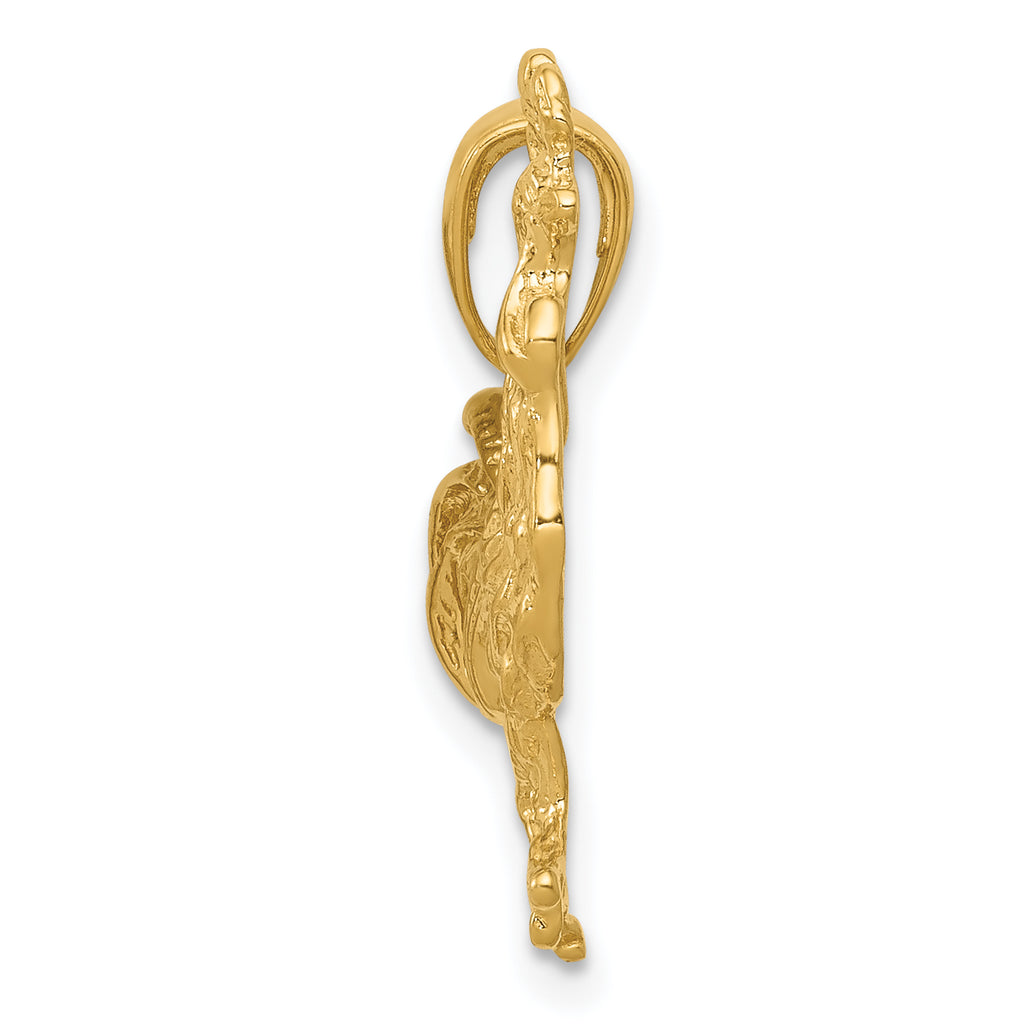 14K Gold Rooster Pendant for Men with Polished Solid Finish
