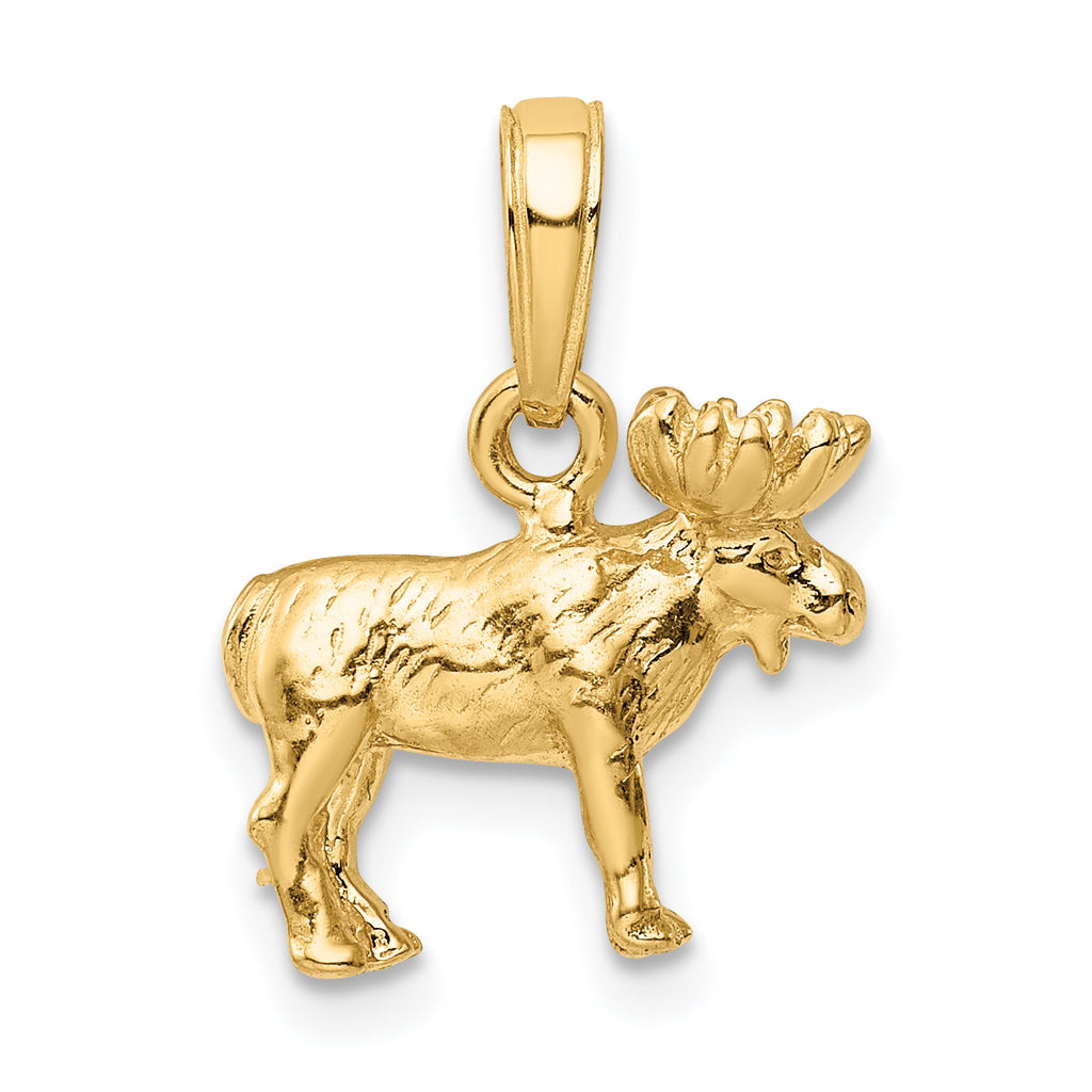 14K Gold 3D Moose Pendant for Men Solid Casted Design by Sophia Jewelers