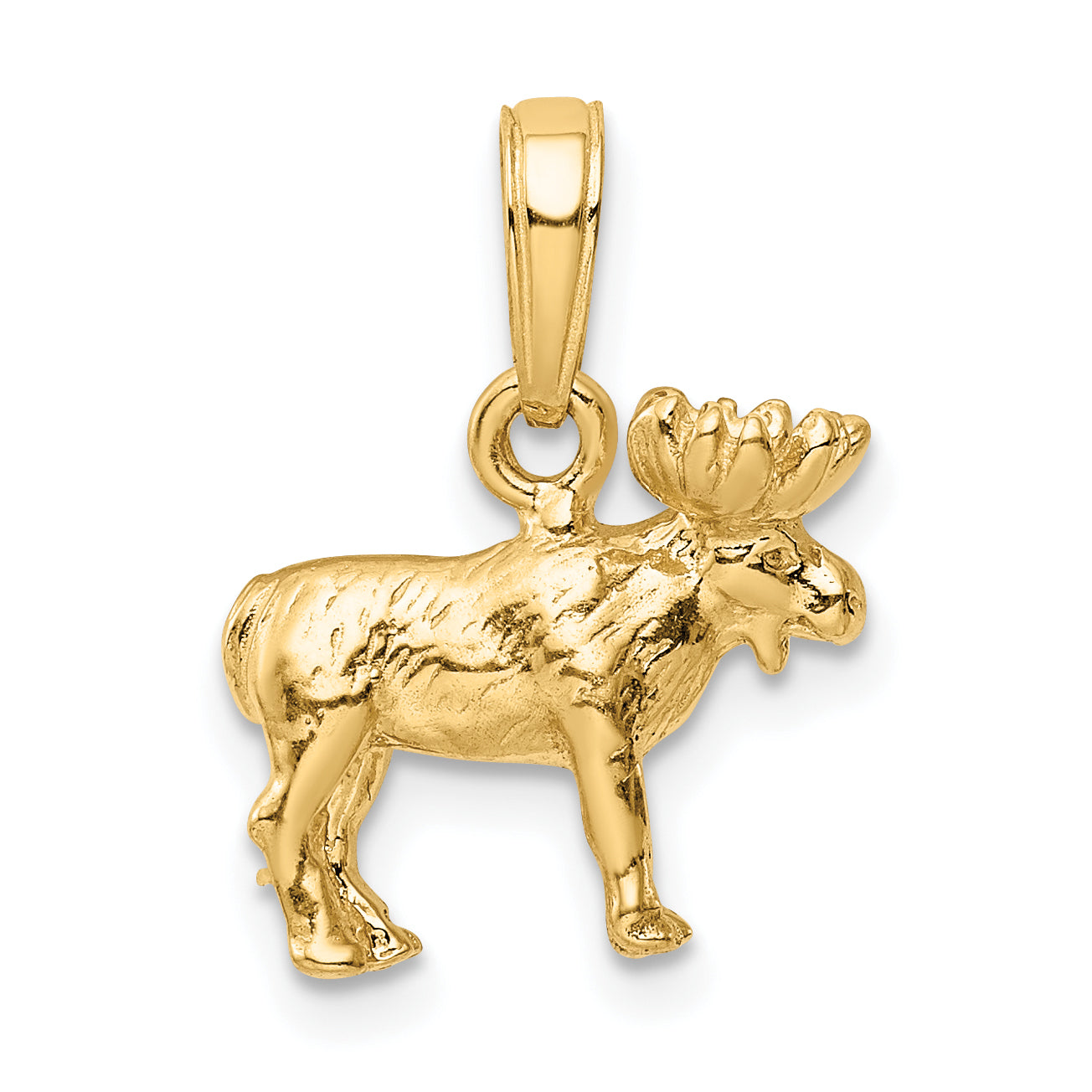 14K Gold 3D Moose Pendant for Men Solid Casted Design by Sophia Jewelers