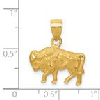 14K Gold Diamond-Cut Buffalo Pendant for Men Solid, Casted Design