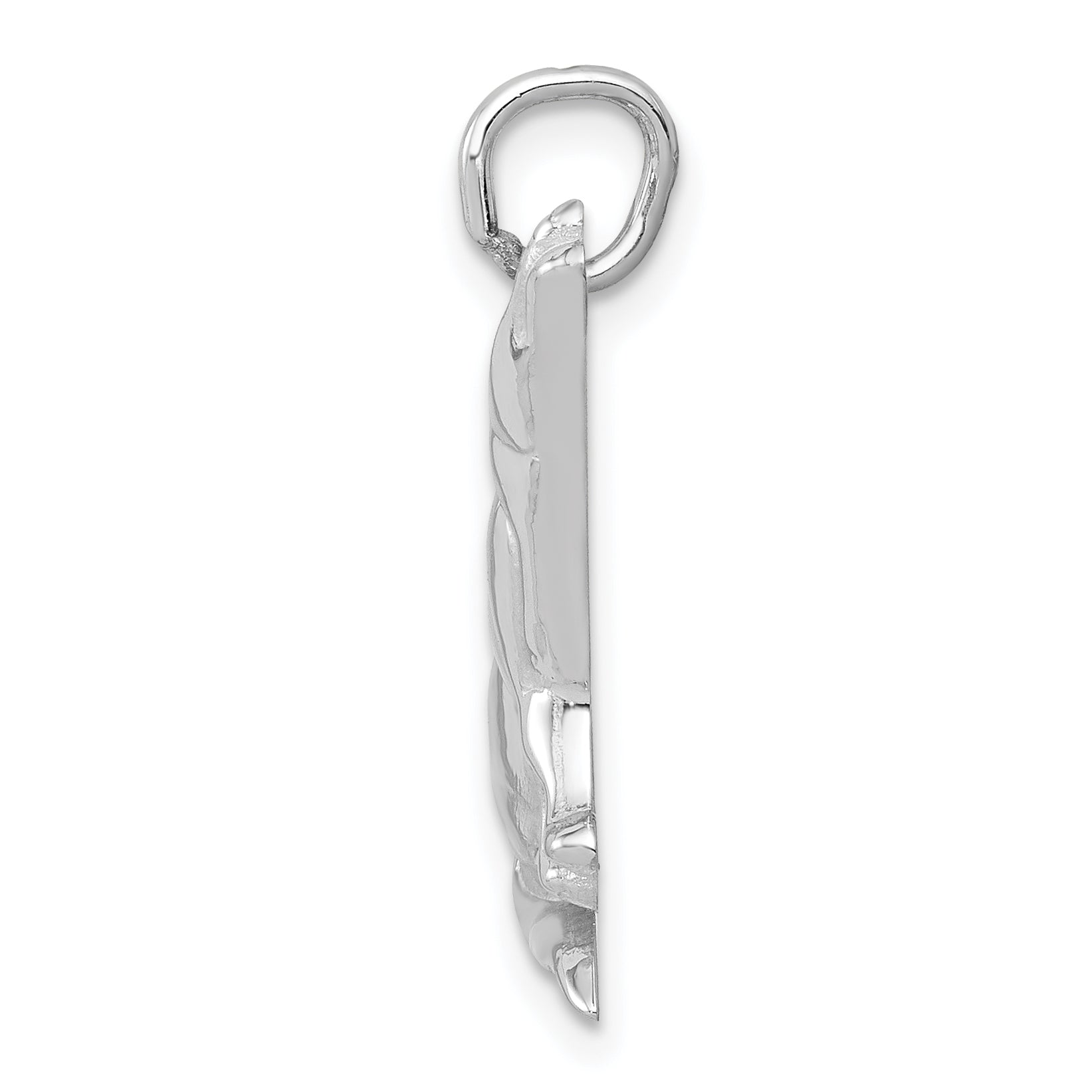 14K White Gold Wolf Charm with Rhodium Plating, Men's Themed Pendant