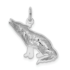 14K White Gold Wolf Charm with Rhodium Plating, Men's Themed Pendant