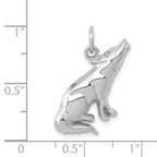 14K White Gold Wolf Charm with Rhodium Plating, Men's Themed Pendant
