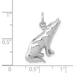 14K White Gold Wolf Charm with Rhodium Plating, Men's Themed Pendant