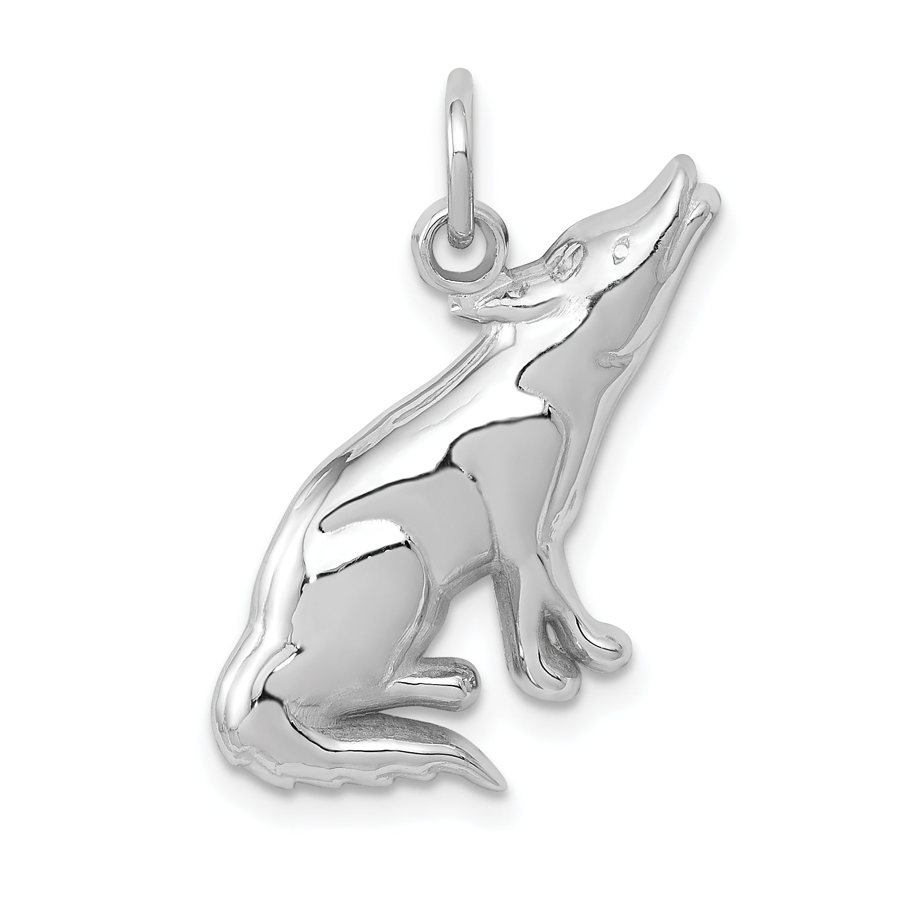 14k White Gold Wolf Charm Main image