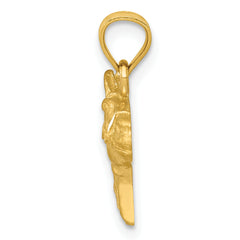 14K Gold Diamond-Cut Horse Pendant for Men Brushed Solid Finish