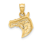 14K Gold Diamond-Cut Horse Pendant for Men Brushed Solid Finish
