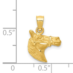 14K Gold Diamond-Cut Horse Pendant for Men Brushed Solid Finish