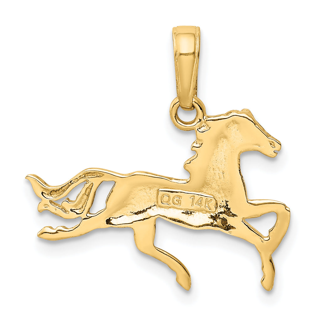 14K Gold Polished Horse Pendant for Men  Solid, Casted Design